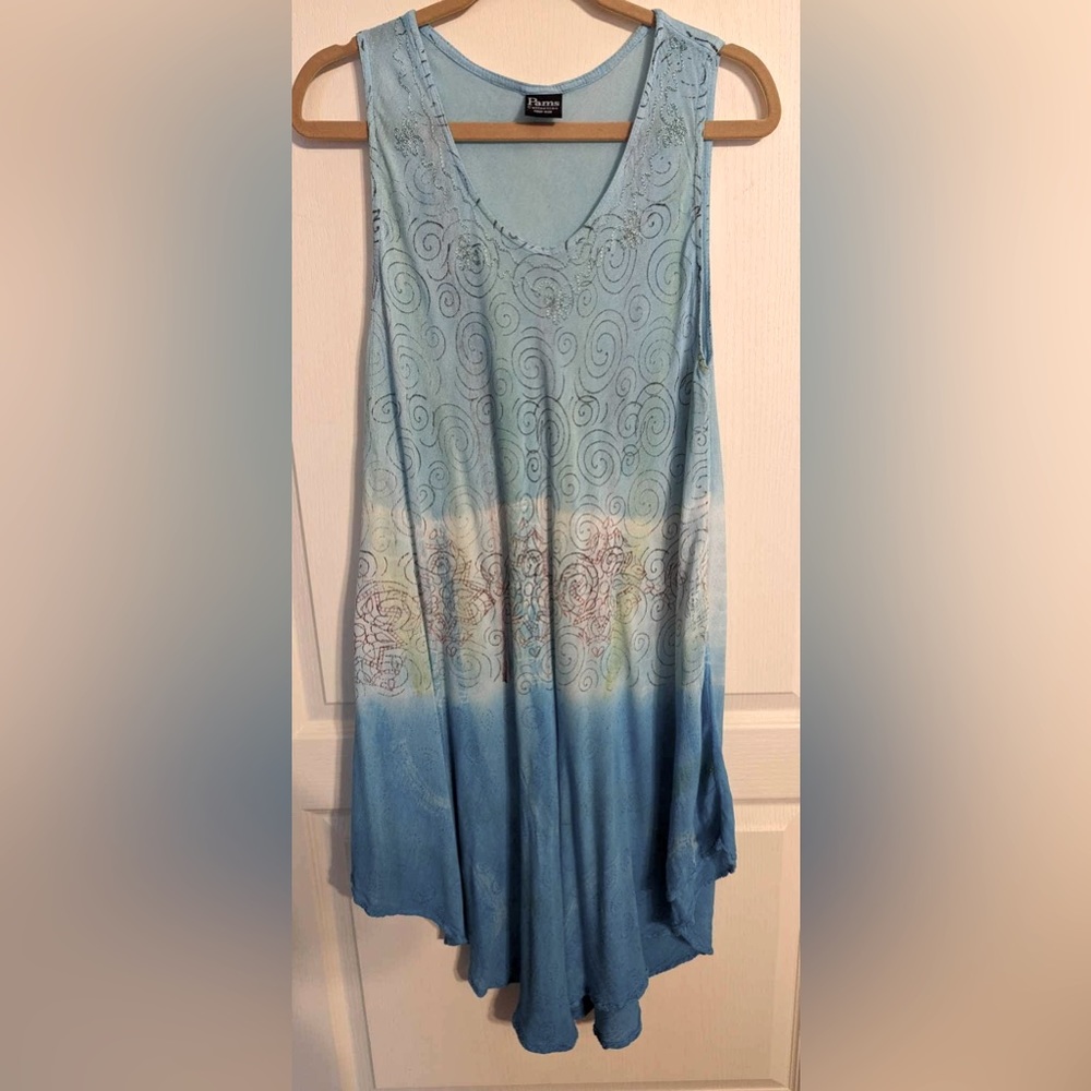 Pams collection turquoise print dress (swim suit cover)vOS